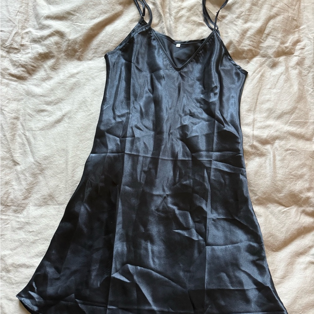 Elegant Black Satin Slip Dress